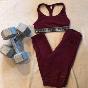 Pink cotton legging and sport bra set.